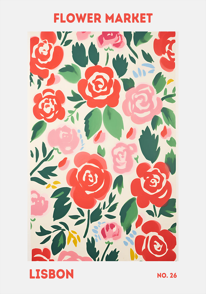 Kukkamarkkinat Lissabonin juliste