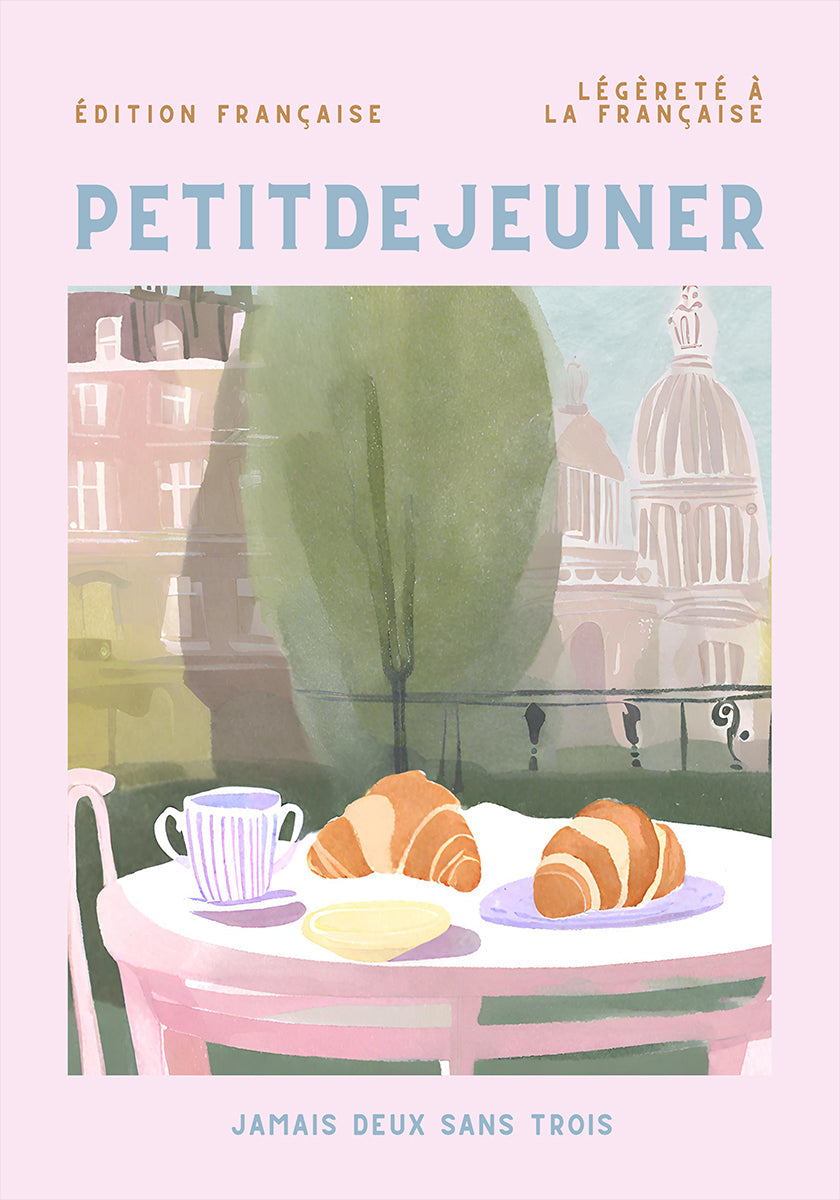 Petit Dejeuner, croissantteja, Pariisi, pastelli