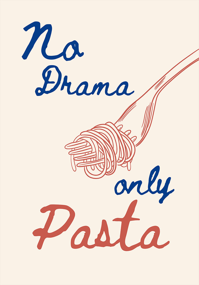 Ei draamaa vain pasta, kuvitus + teksti