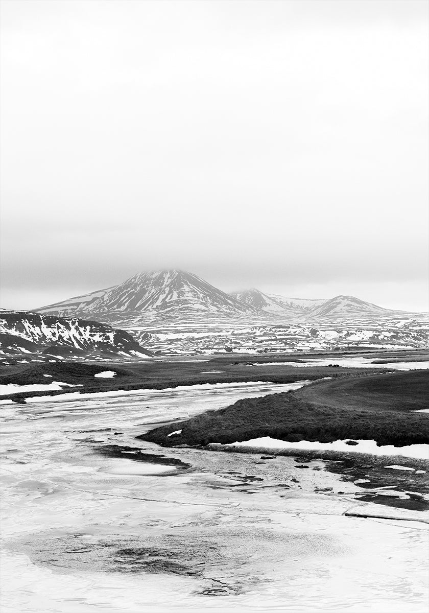 Frozen River Iceland b&w Juliste