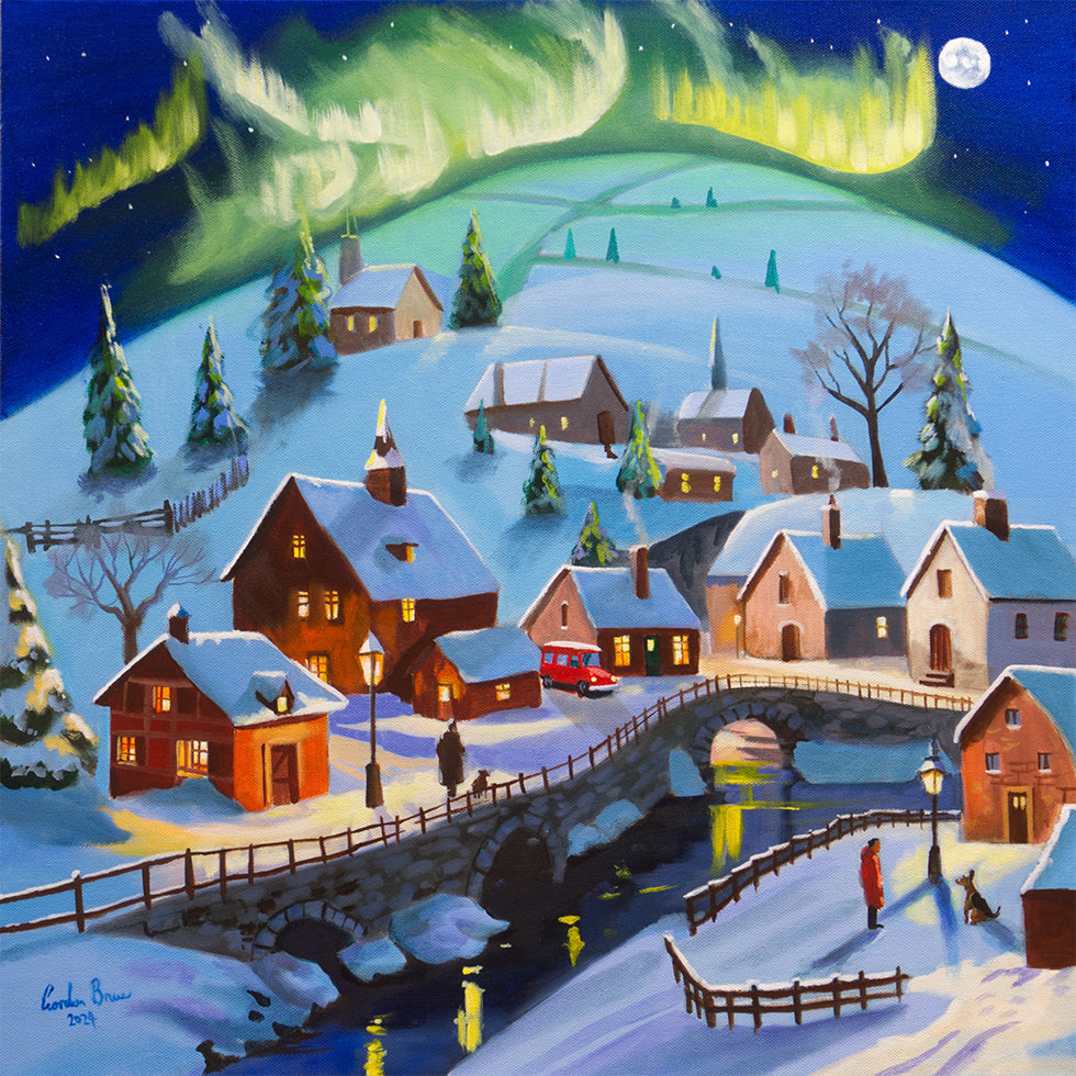 Winter Wonderland Village Northern Lights -juliste