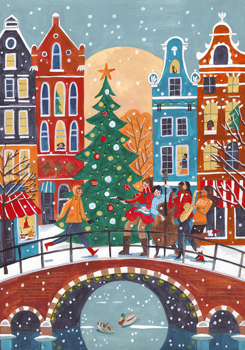 Lumisade Amsterdamissa Juliste