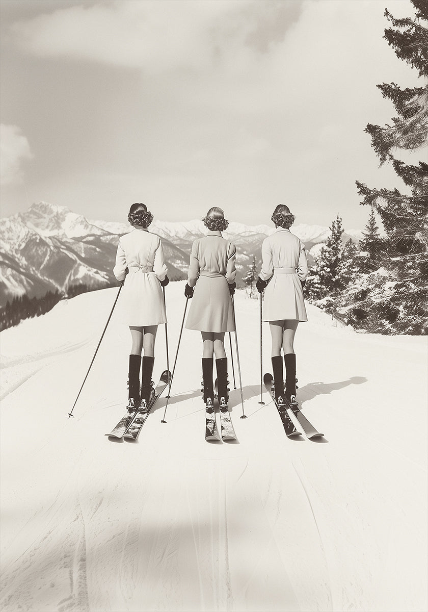 Vintage Glamour Skiers -juliste