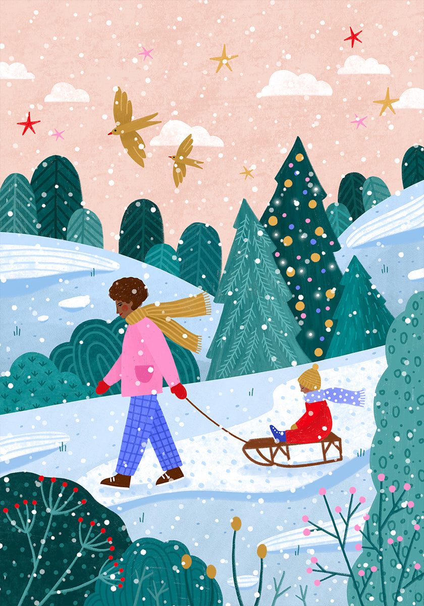 Snowy Sledge Walk Plakat