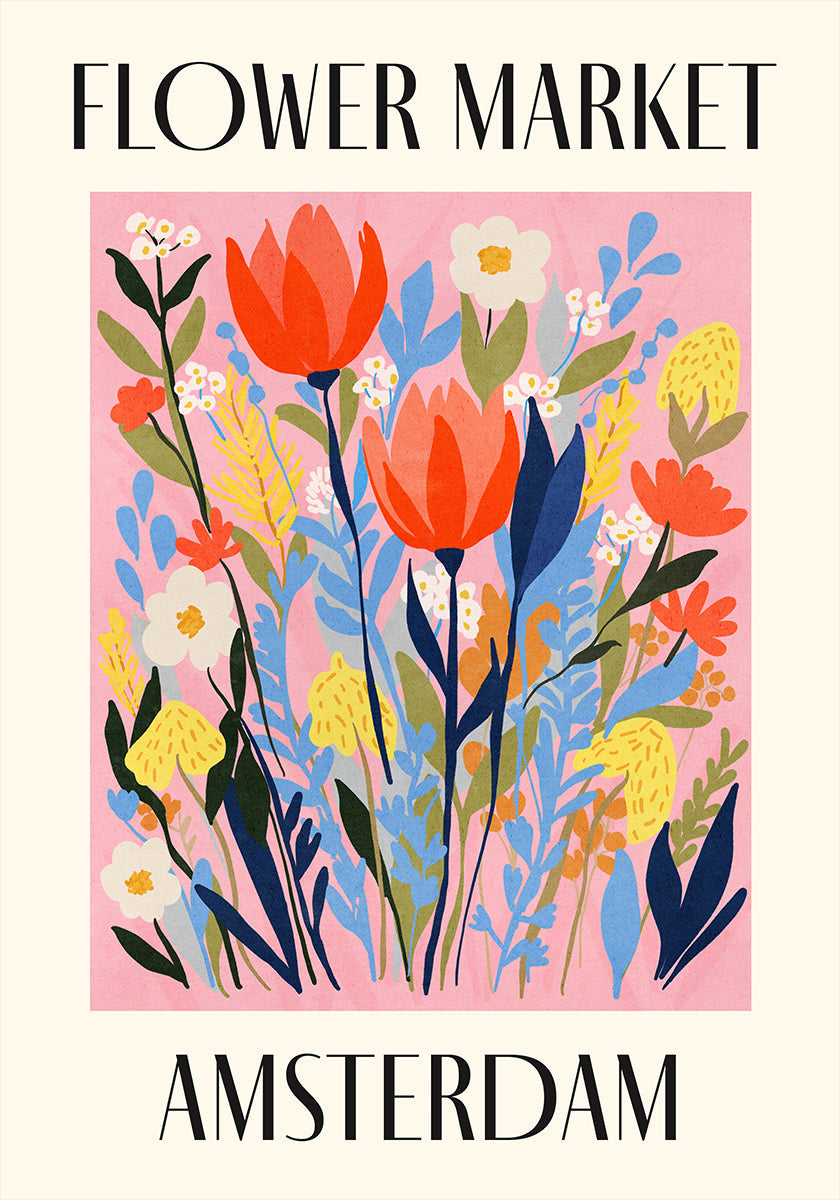 Flower Market Amsterdam Alankomaat juliste