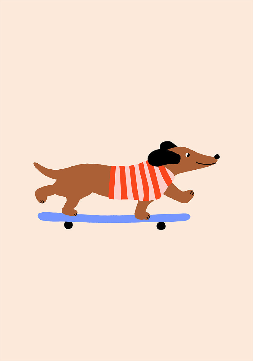 Dachshund on Skateboard (NEW) - Posterbox