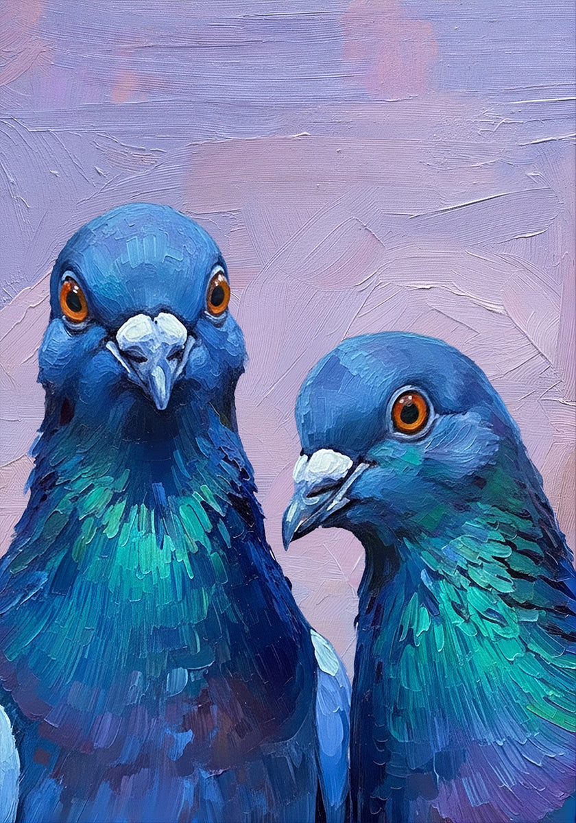 Twin Indigo Pigeons Poster - Posterbox