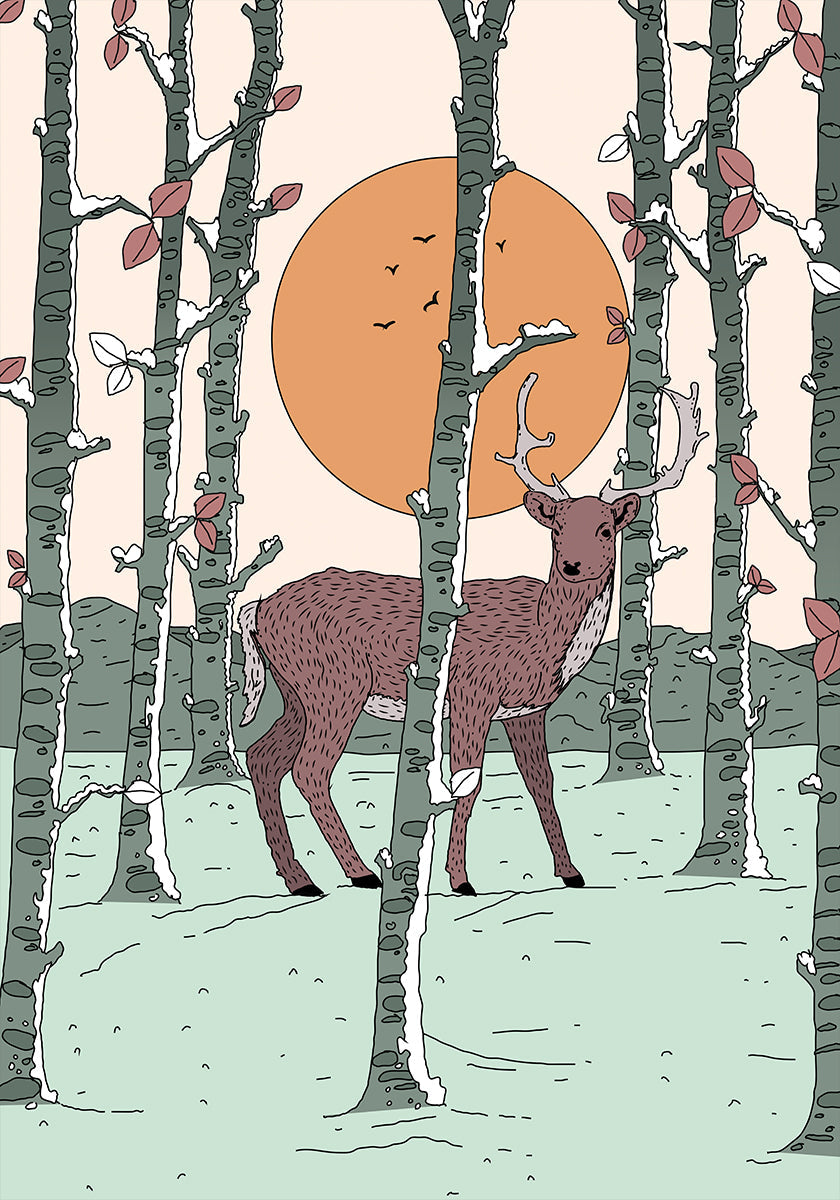 Deer In The Forest -juliste
