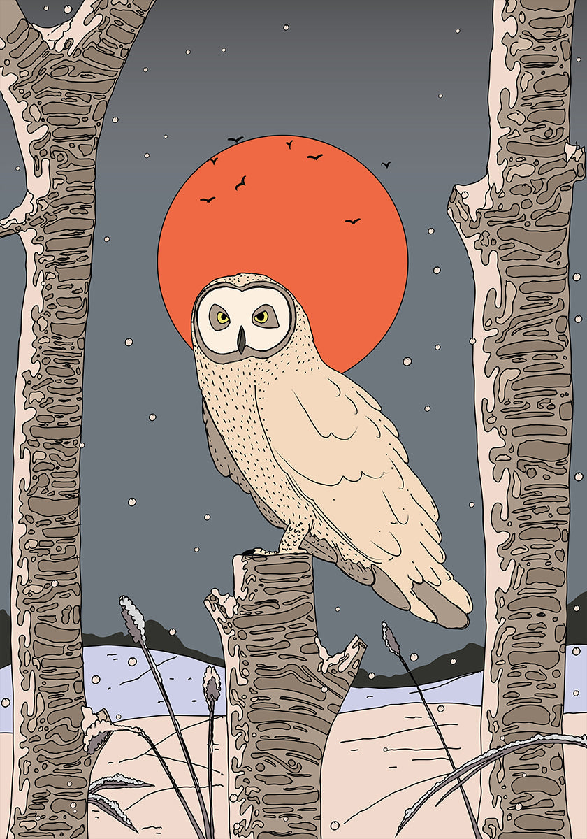 Vintage pöllö -juliste