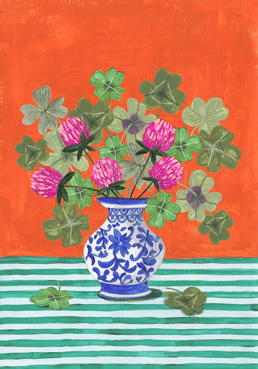 Clovers and Pink Blossoms -juliste