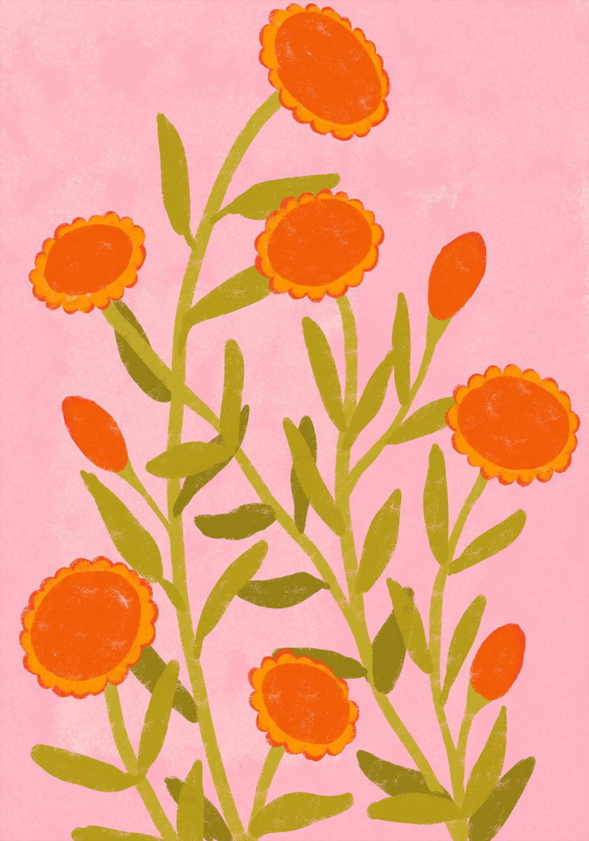 Vibrant Orange Flowers -juliste