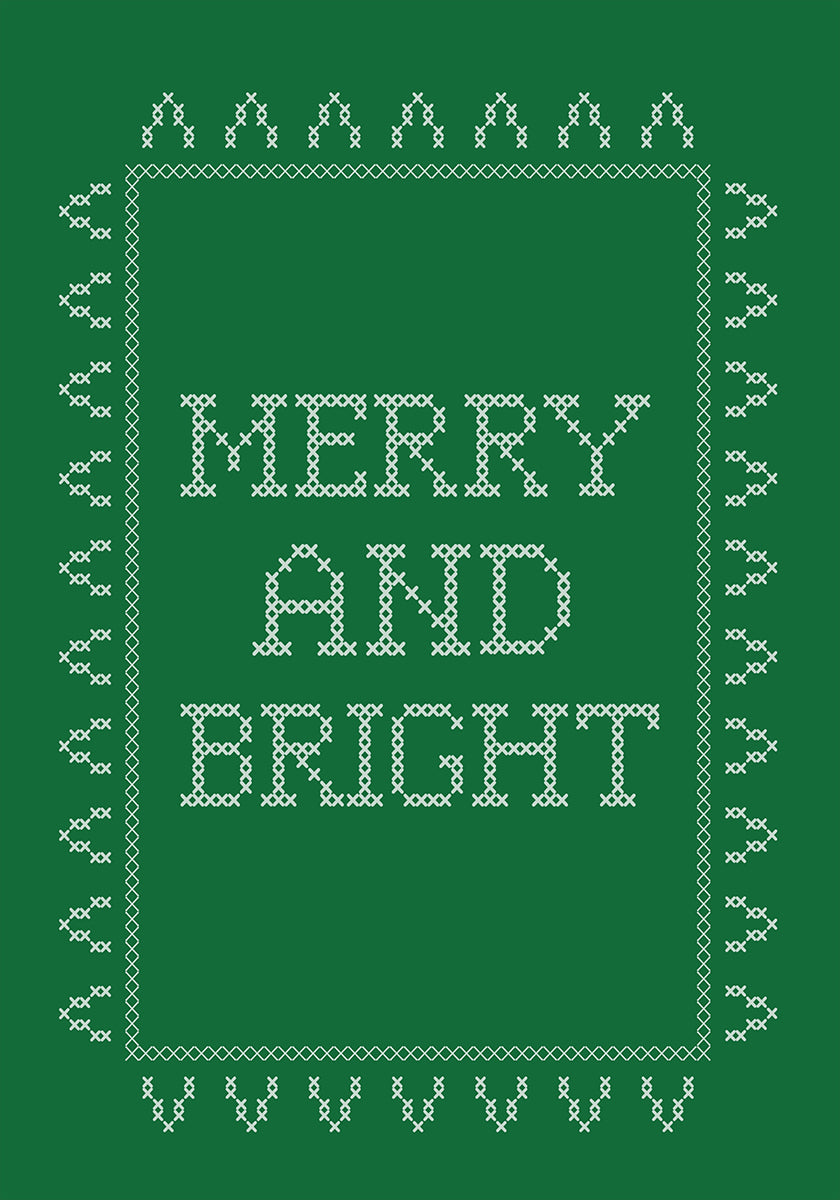 Merry and Bright - Ristipisto - Vihreä juliste