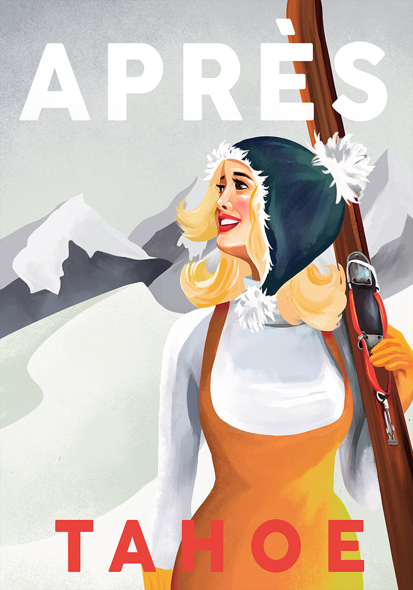 Apres Ski Lake Tahoe Vintage Pin Up Art -juliste