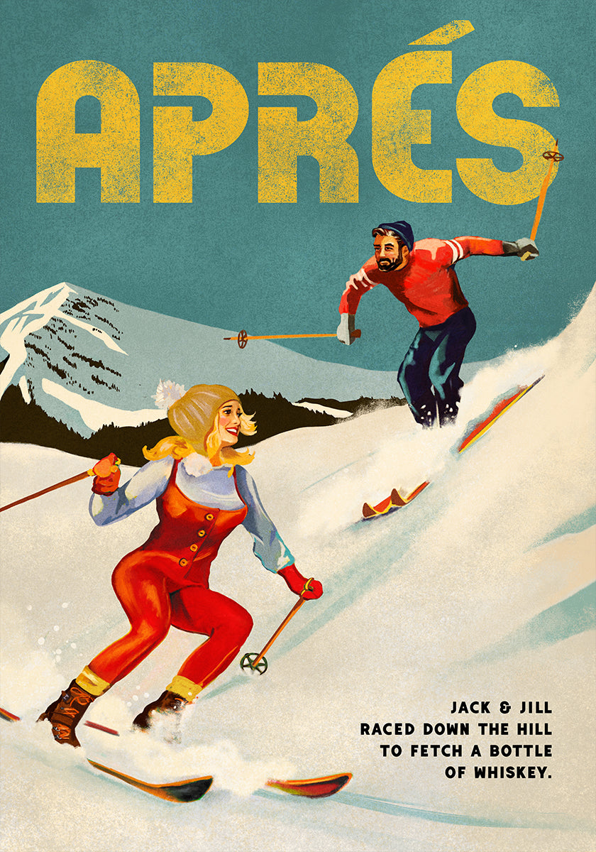 Vintage Pin Up Apres Whisky Ski -juliste