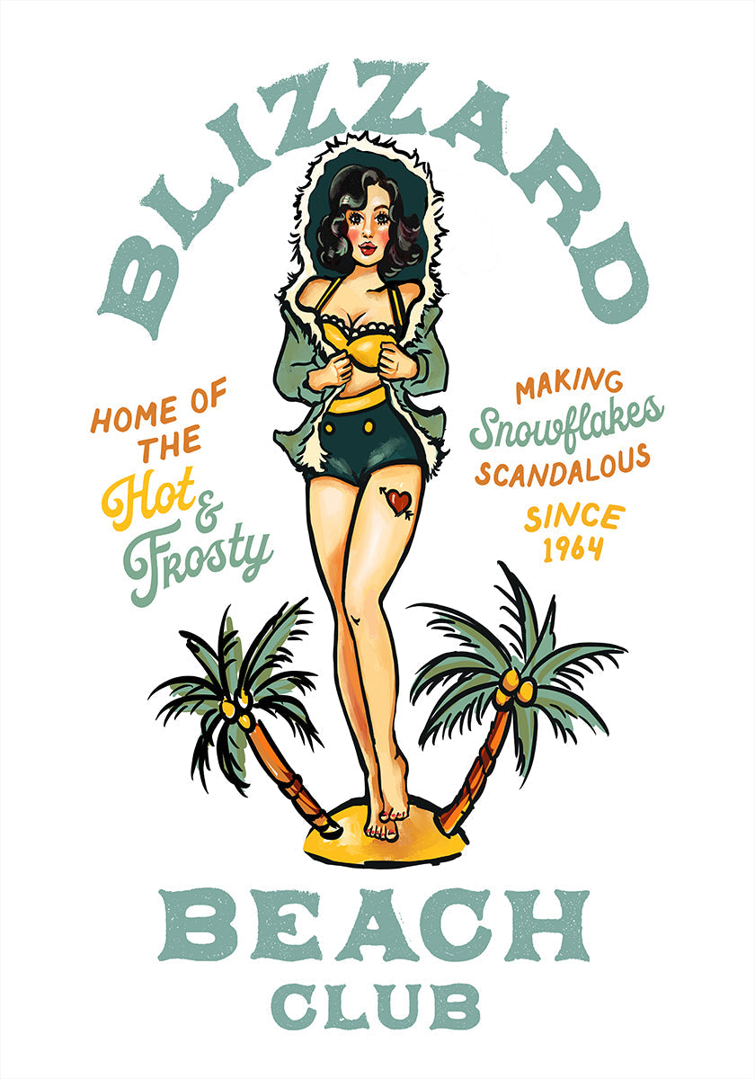 Blizzard Beach Club Bar Sexy Vintage Pinup Girl Art (NEW) - Posterbox