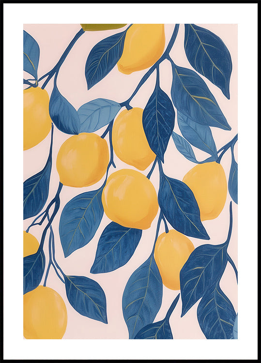 Lemon Tree with Blue Leaves Illustration (NEW) - Posterbox