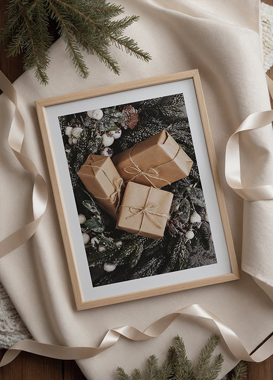 a picture of two wrapped presents on a table