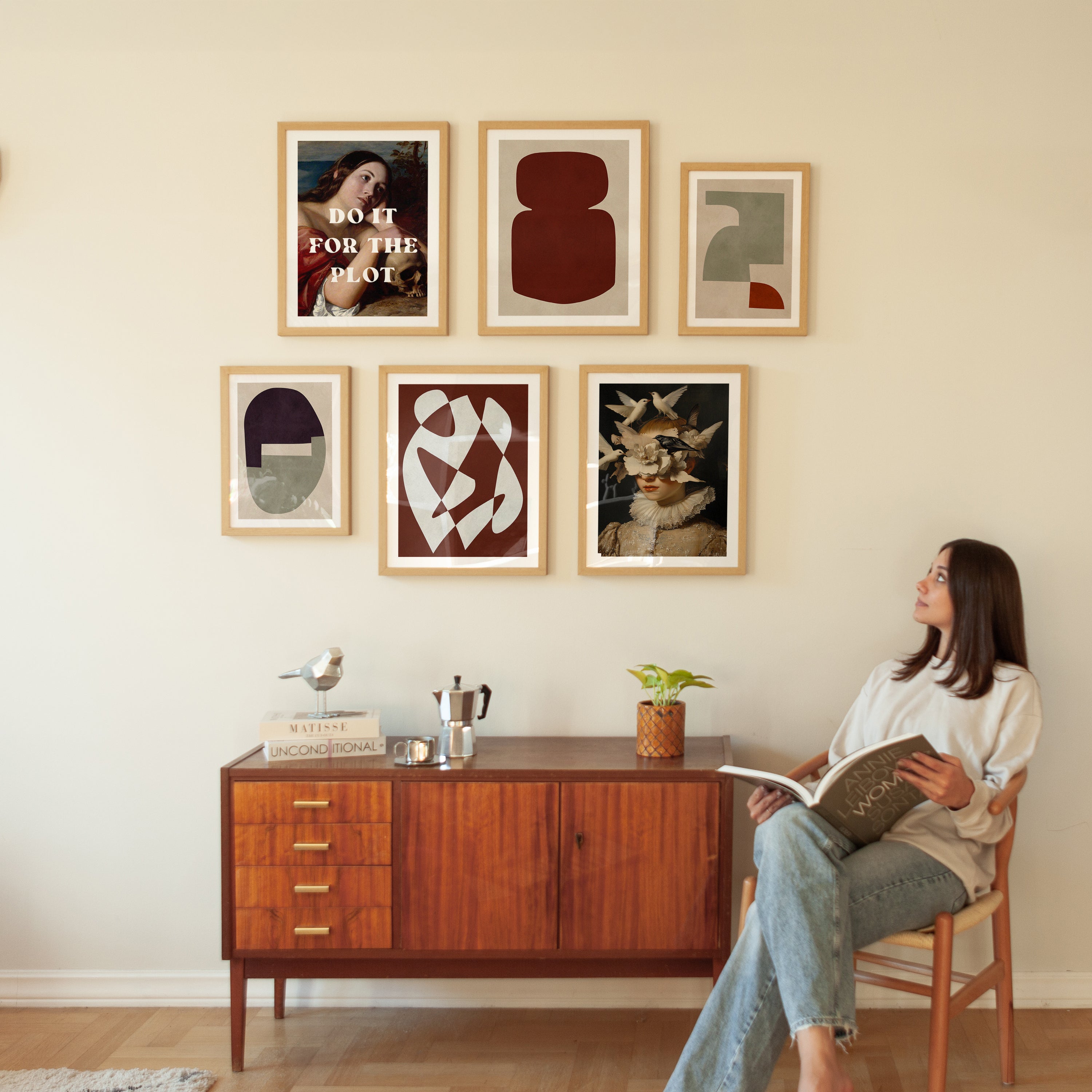 Neutraali moderni gallerian seinäsarjan juliste