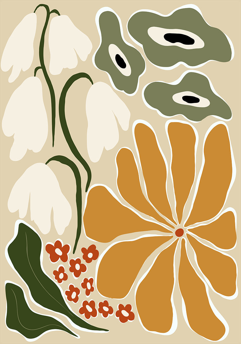 Classic Mid Century Florals Plakat - Posterbox