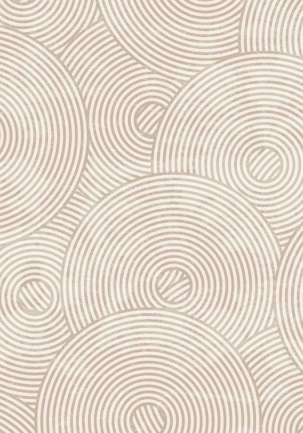 a beige and white wallpaper with circles on it