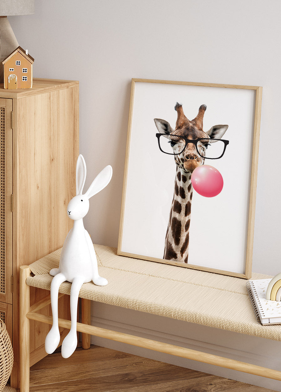 Cute Giraffe with Glasses Plakat - Posterbox.no