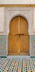 Decorated brown wooden door in Morocco (NEW) - Posterbox
