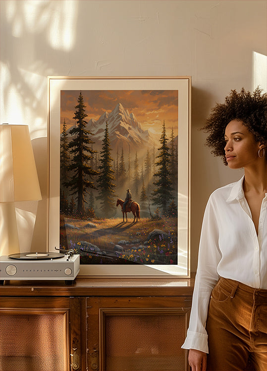 Mountain Rider Sunrise Poster - Posterbox