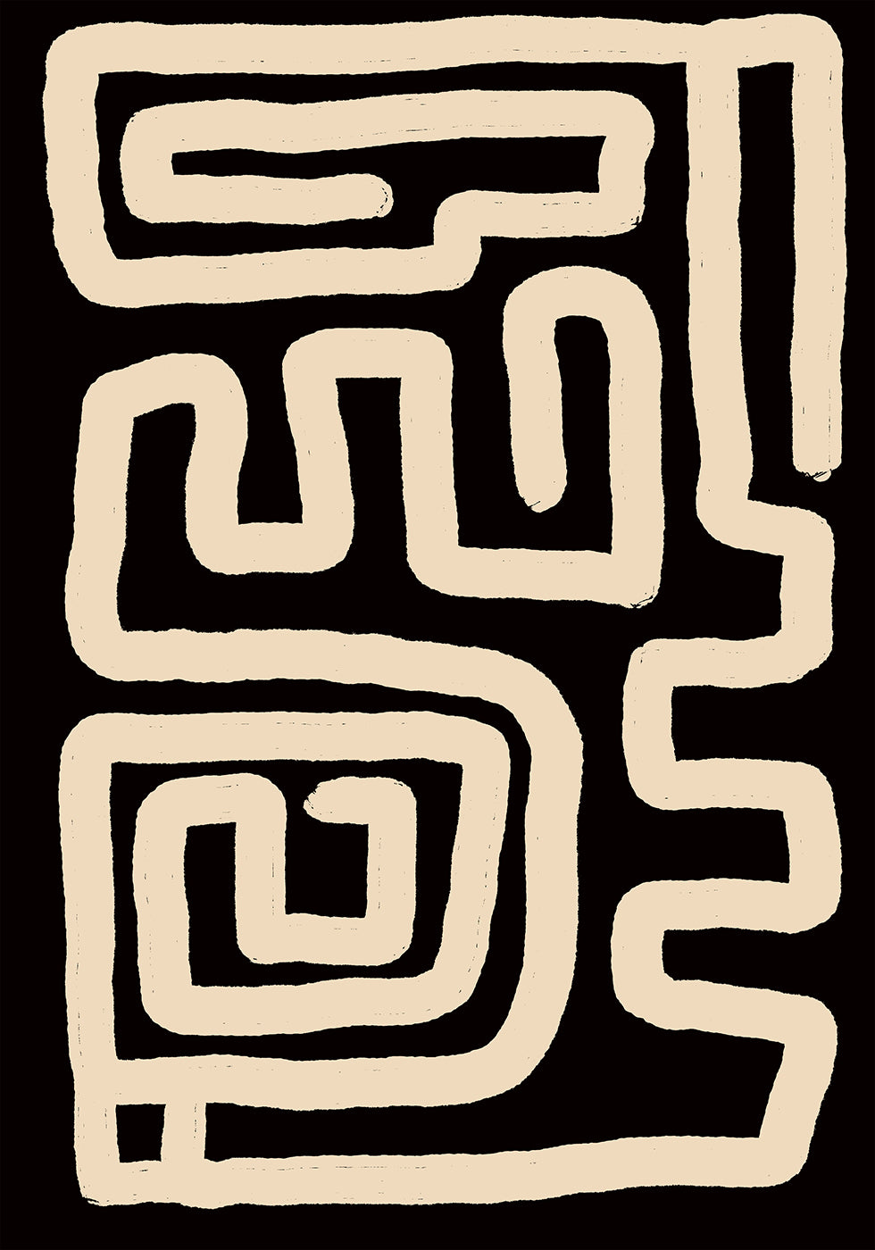 Beige Maze Lines -juliste