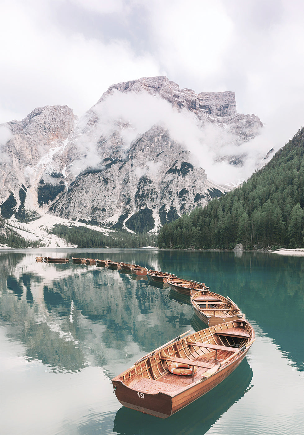 Boats At Braies Lake -juliste 