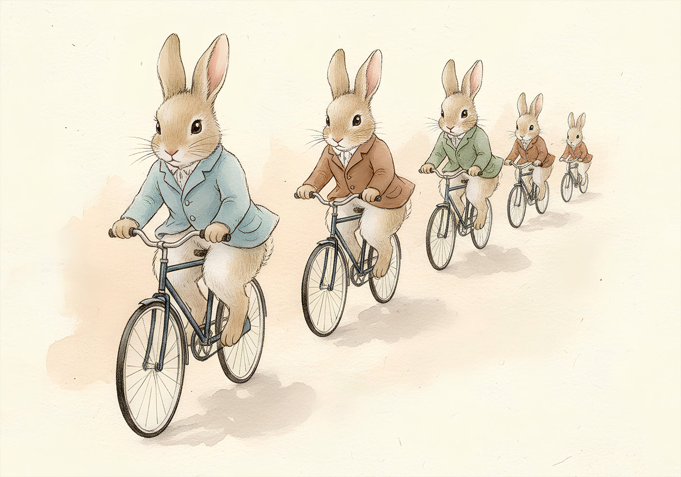 Bunny Friends on Bicycles -juliste
