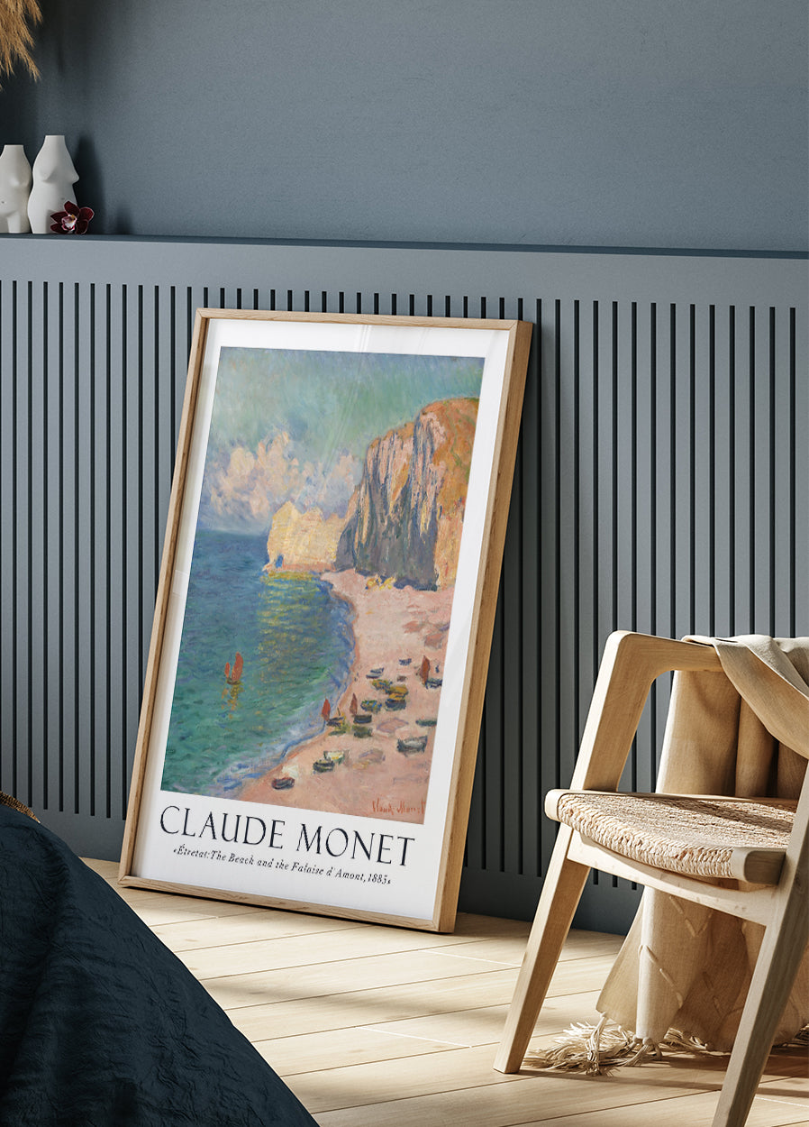 Claude Monet - Étretat, Ranta ja Falaise d'Amont -juliste 