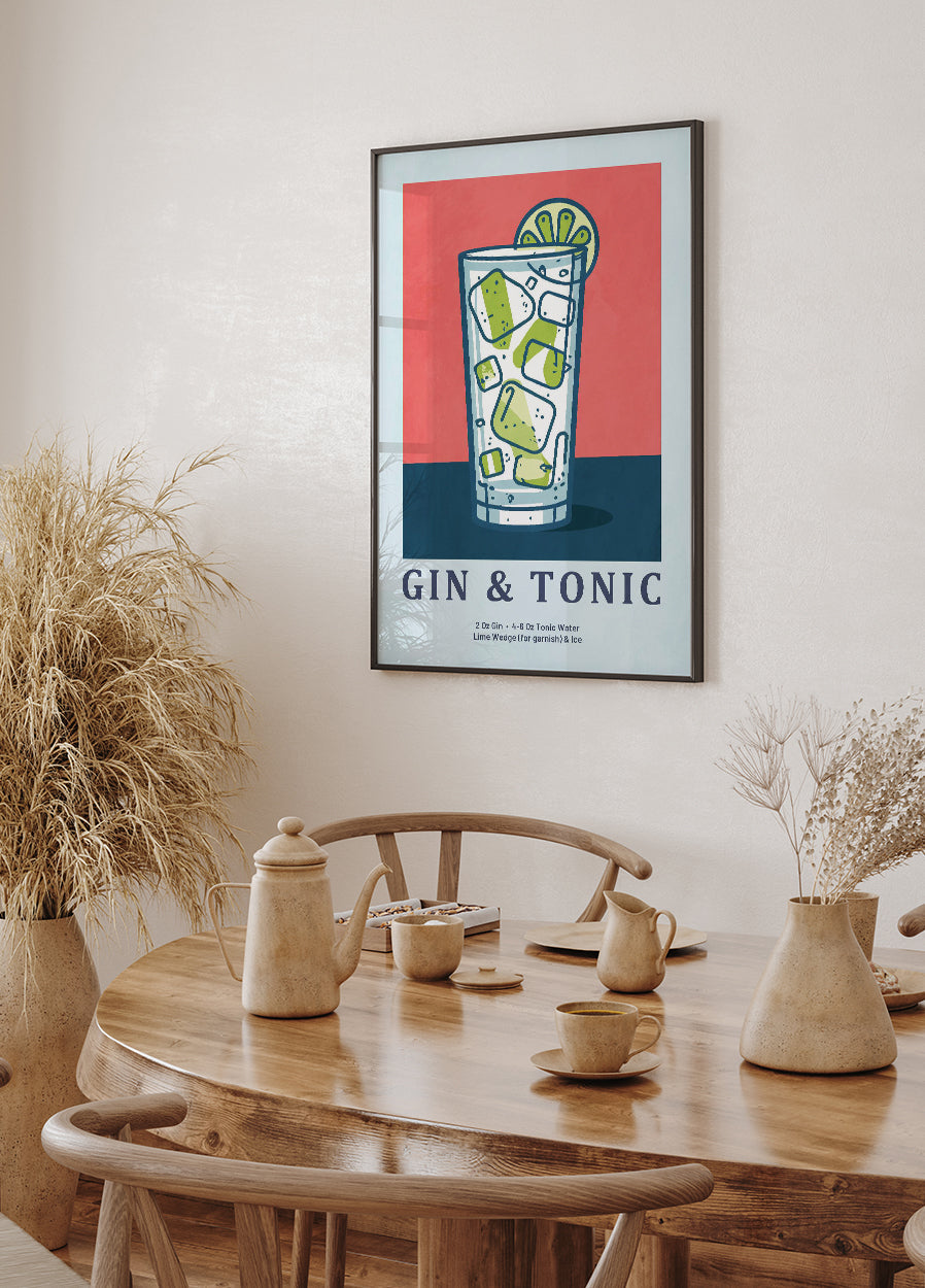 Virkistävä Gin and Tonic Drink -juliste