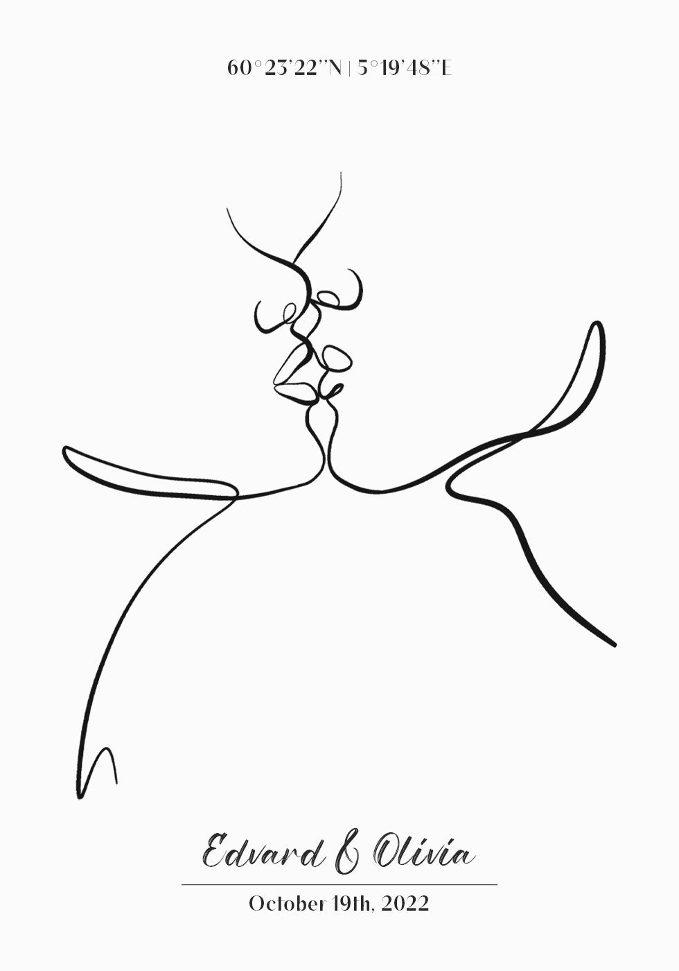 Pari Kissing Line Art henkilökohtainen juliste
