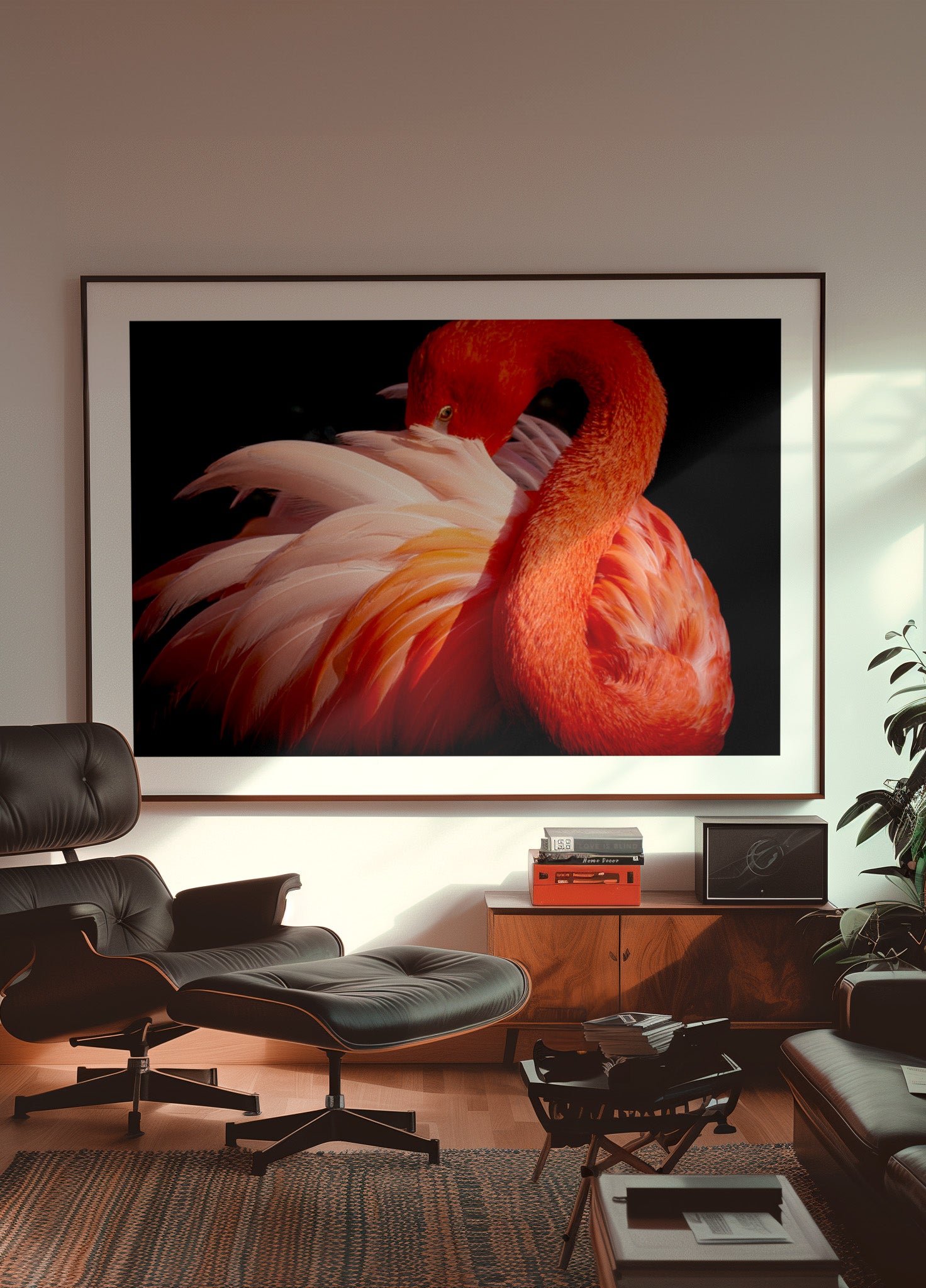 Tyylikäs vaaleanpunainen flamingo