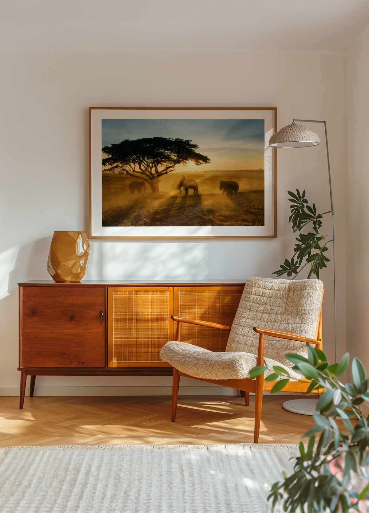 Elefantin kultainen auringonlasku