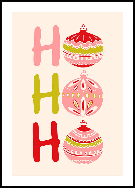 HoHoHo Iloinen pieni joulukuvitusjuliste