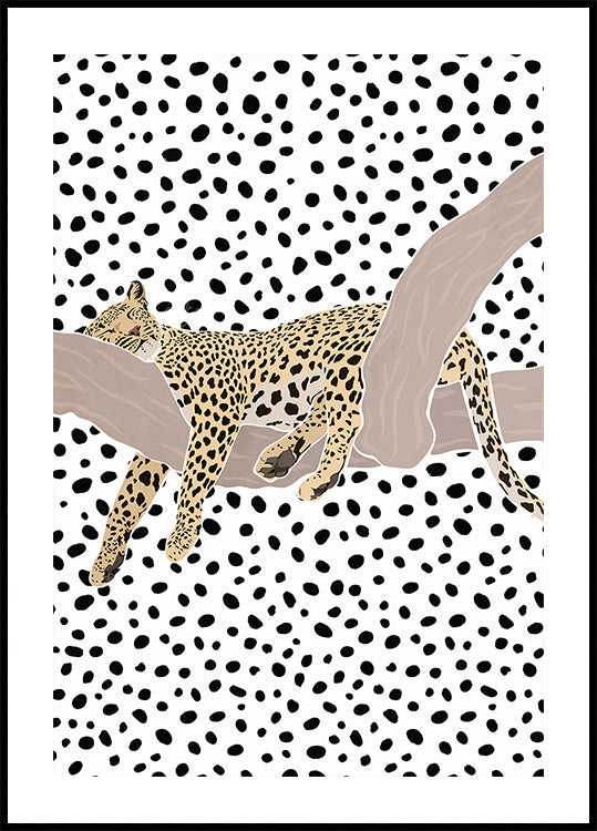 Leopard Sleeping Polka Dots -juliste