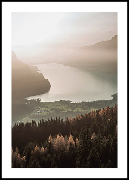 Misty Lake and Mountain View -juliste 