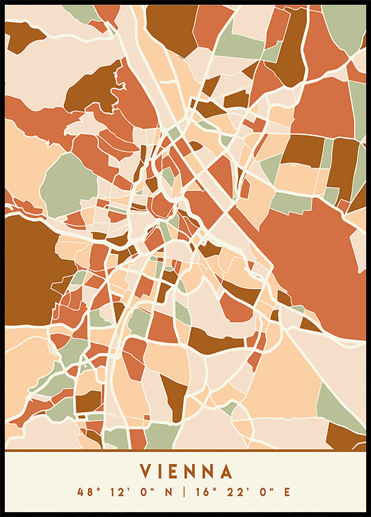 Black Maps Earth Tones 92 Plakat