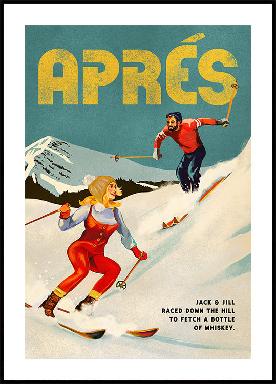 Vintage Pin Up Apres Whisky Ski -juliste