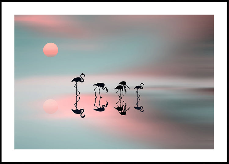 Perhe flamingoja. Juliste
