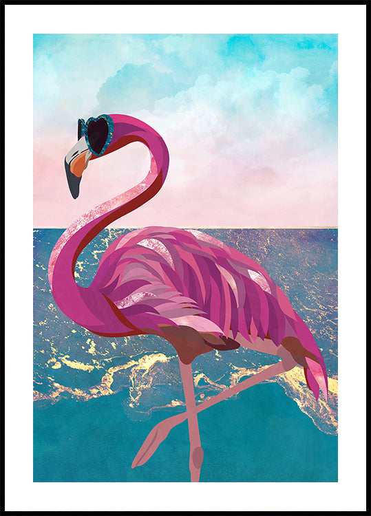 Flamingo menee rannalle Juliste