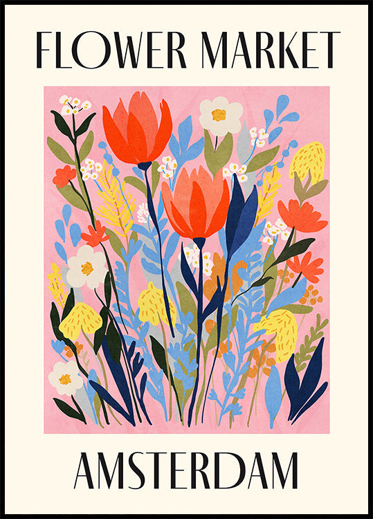 Flower Market Amsterdam Alankomaat juliste