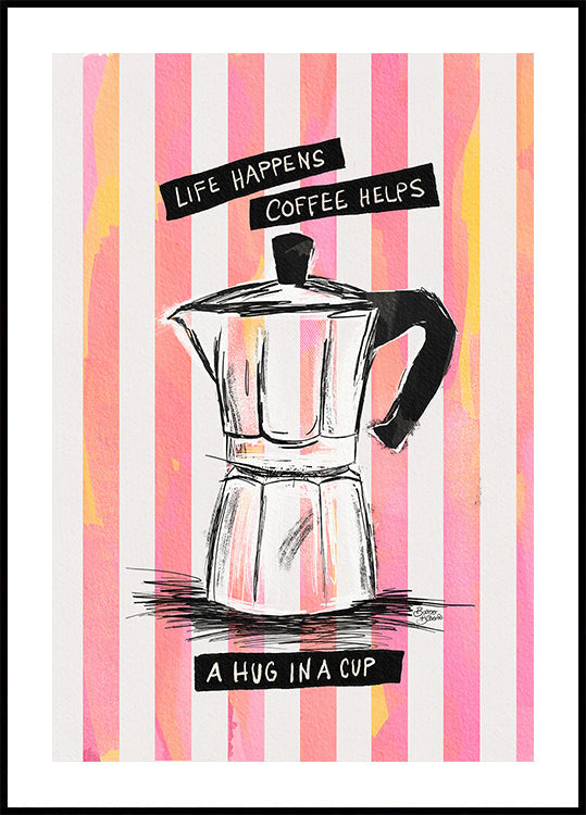 Mocca Coffee on Stripes – halaus kupissa juliste