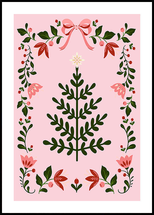 Pink Christmas Tree Plakat