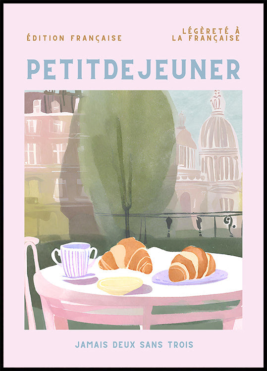 Petit Dejeuner, croissantteja, Pariisi, pastelli