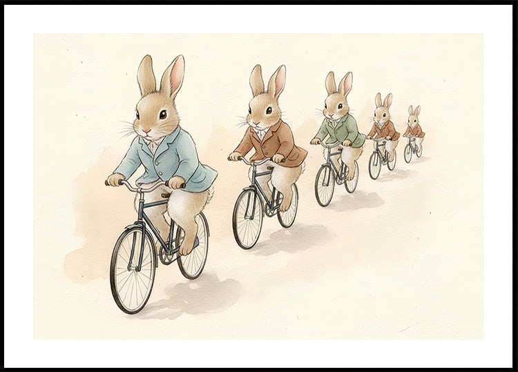 Bunny Friends on Bicycles -juliste