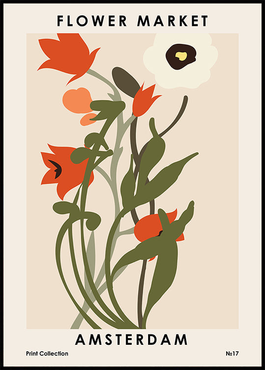 Kukkamarkkinat Amsterdamin juliste