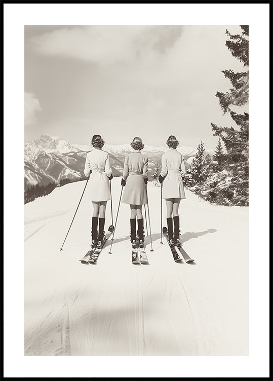 Vintage Glamour Skiers -juliste