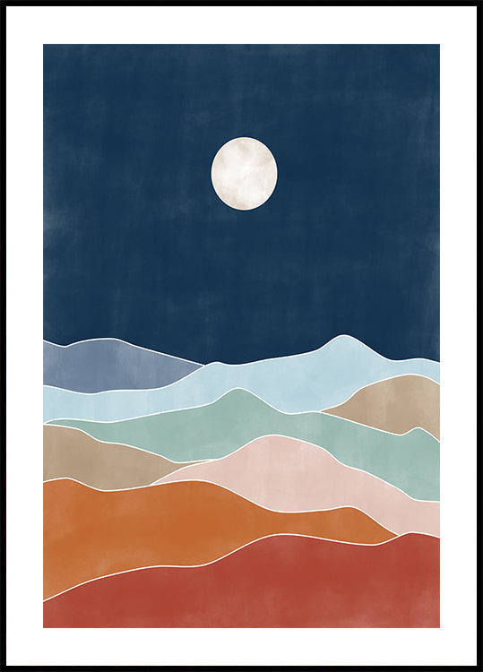 Moonlit Hill Scape -juliste